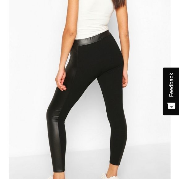 High waist wet look panel leggings - Picture 2 of 4